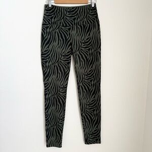 Ruby Ribbon Zebra Print High Waist Leggings Women Size L Green Black